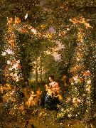 Jan Brueghel Holy Family in a Flower Fruit Wreath oil painting picture wholesale